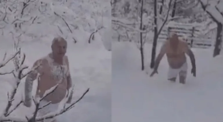 "Denize giremedik bari karda yüzelim" diyerek karda kulaç attı