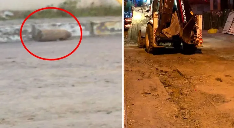 Eyüpsultan’da doğalgaz çalışması sırasında havan topu mermisi olduğu değerlendirilen mühimmat bulundu