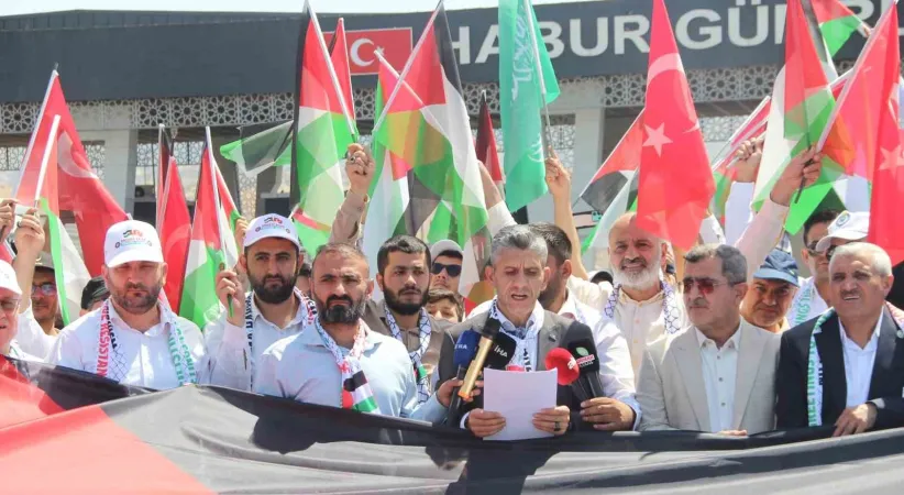 Habur Sınır Kapısı’nda Irak’ta bekletilen "Filistin Konvoyu" için basın açıklaması düzenlendi