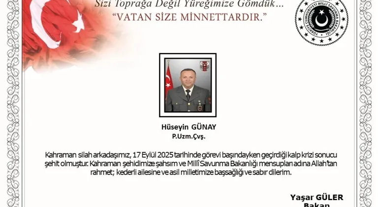 Kalp krizi geçiren Uzman Çavuş şehit oldu