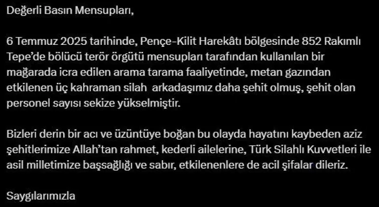 Metan gazından etkilenen 3 asker daha şehit oldu