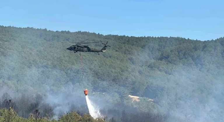 Uşak’ta orman yangınına havadan ve karadan müdahale ediliyor