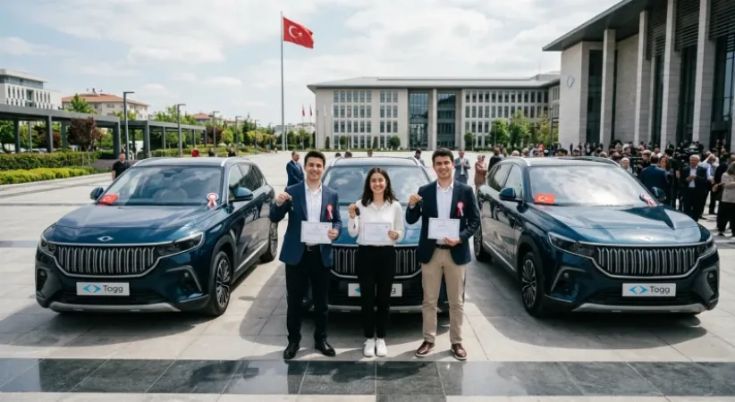 YKS birincilerine Togg marka otomobil hediye edildi